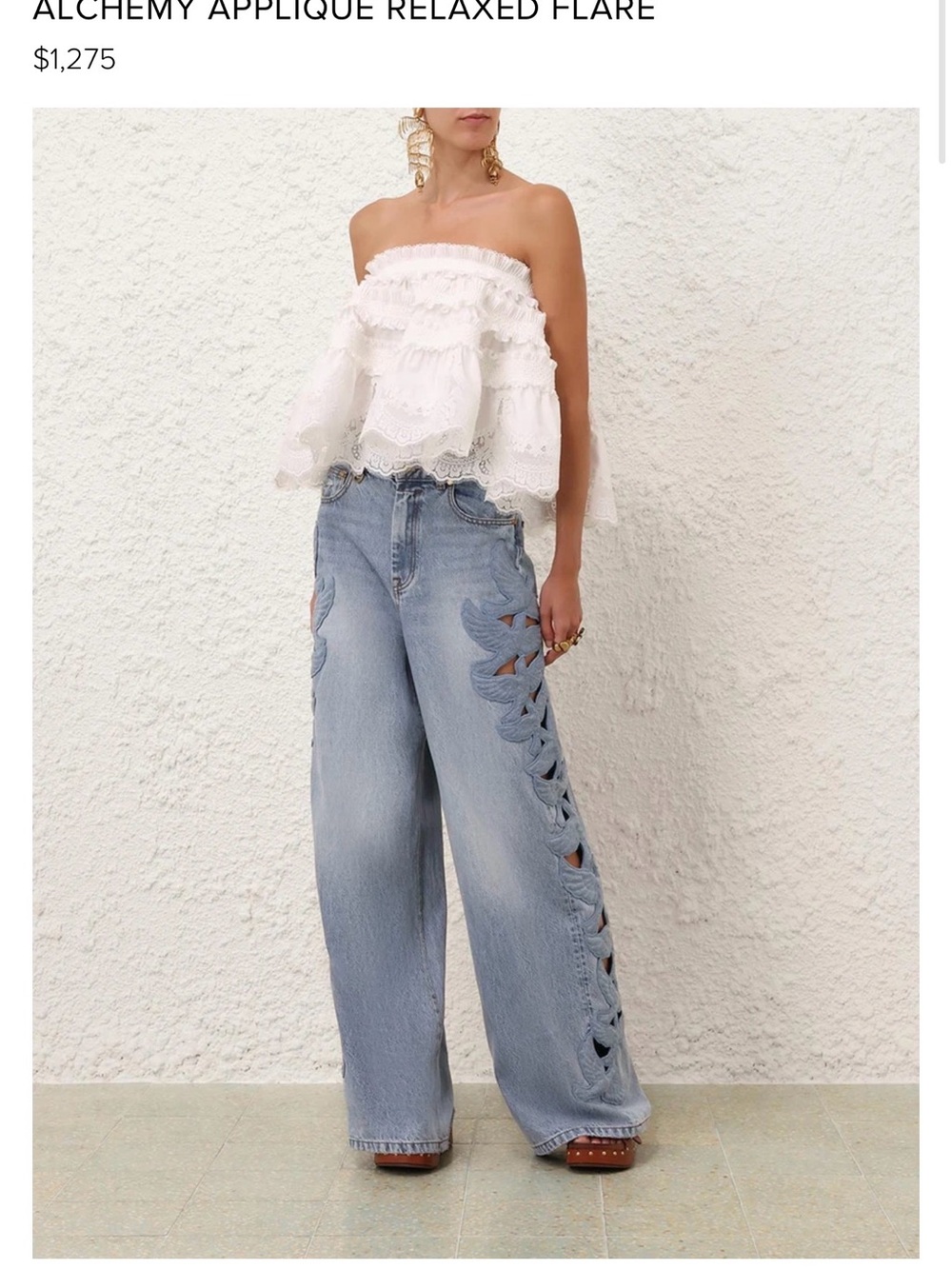 Zimmermann Light Blue Alchemy Applique Flare Jeans